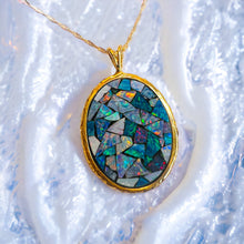 Load image into Gallery viewer, 14k Yellow Gold Black Opal Necklace 18" Mosaic Australian Opal 3.5g Vintage