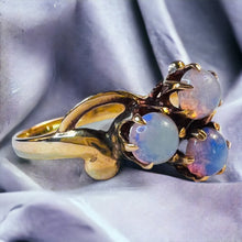 Load image into Gallery viewer, Antique Victorian 14k Yellow Gold Opal Ring Size 4.5 Estate Cluster Ring 1.2gm