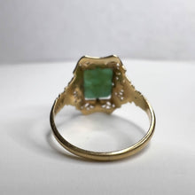 Load image into Gallery viewer, 10k Yellow Gold Antique Emerald Ring Size 5 Natural Emerald 1.5CTTW Vintage Ring
