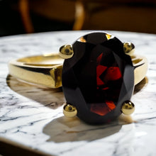 Load image into Gallery viewer, 10k Yellow Gold 2 Carat Garnet Ring Size 9.25 Natural Garnet Solitaire Ring 2g