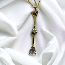Load image into Gallery viewer, 10k Gold 1/3 Carat Natural Diamond Necklace 18" Pear Cut Diamond 3 Stone Pendant