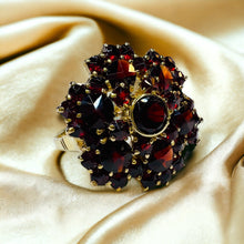 Load image into Gallery viewer, 10k Yellow Gold Antique Bohemian Garnet Ring Size 7.75 by BIRKS Rose Cut Cluster
