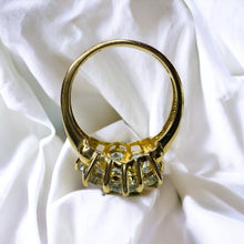 Load image into Gallery viewer, 10k Gold Aquamarine Ring Size 7.25 Vintage 3 Carat Aquamarine Cluster Ring 3.3g