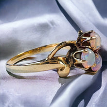 Load image into Gallery viewer, Antique Victorian 14k Yellow Gold Opal Ring Size 4.5 Estate Cluster Ring 1.2gm