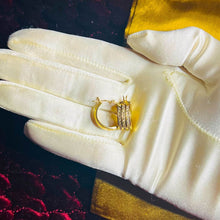 Load image into Gallery viewer, REAL 10k Yellow Gold 1.2CTTW 16mm Channel Set NATURAL DIAMOND Hoop Earrings 5.9g