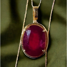 Load image into Gallery viewer, 10k Yellow Gold 13cttw Natural Ruby Necklace 19" Oval Cut Ruby Pendant 6.3g July Birthstone Large Earth Mined Ruby Anniversary Gift for Wife