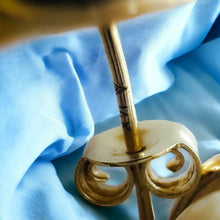 Load image into Gallery viewer, Authentic Solid 14k Yellow Gold Button Pearl & Drop Pearl Dangle Earrings 3.2g