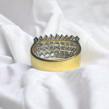 Load image into Gallery viewer, 14k GOLD 5 ROW 2ct Natural 45 DIAMONDS SOLID YELLOW GOLD RING Pyramid Ring 7g
