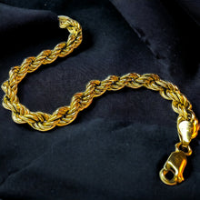 Load image into Gallery viewer, Vintage 14k Yellow Gold 6mm Rope Bracelet 7.25" Hand Crafted Cable Rings 4.5g