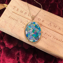 Load image into Gallery viewer, 14k Yellow Gold Black Opal Necklace 18" Mosaic Australian Opal 3.5g Vintage