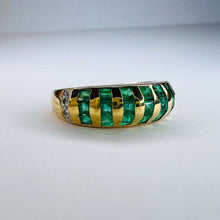Load image into Gallery viewer, 14k Gold 1/4ct Natural Emerald Ring Size 7 Channel Set Diamonds Valentines Day