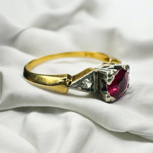 Load image into Gallery viewer, Antique 14k Gold Ruby & Diamond Ring Sz 5.25 Edwardian Engagement Ring Natural Ruby Ring 585 Gold Diamond Ring Wedding Ring July Birthstone