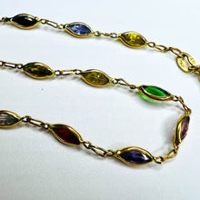Load image into Gallery viewer, 14k Yellow Gold 3.6mm Multi Colored Gemstone Bracelet 7" REAL GOLD 585 2.4g