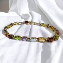 Load image into Gallery viewer, 14k Yellow Gold Multi Gemstone Rainbow Colors Eternity Tennis Bracelet 7" 8.1g