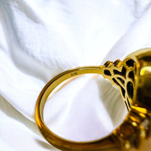 Load image into Gallery viewer, 10k Gold Sleeping Beauty Turquoise & Diamond Ring Sz 7 LARGE Cabochon Ring 5.7g