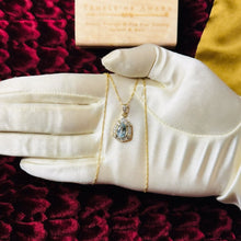 Load image into Gallery viewer, 14k Gold Natural Aquamarine Diamond Necklace 20" Vintage 2CT Pear Cut 3.4g