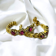 Load image into Gallery viewer, 14k Gold Diamond & Natural Ruby Earrings 3/4 CTTW Rope J Hook Half Hoops 2.5g