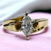 Load image into Gallery viewer, 10k Yellow Gold 1/5ct Marquise Diamond Engagement Ring Sz 5.5 Wedding Ring 1.6g