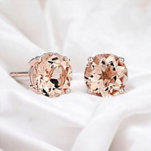 Load image into Gallery viewer, 10k Rose Gold 2.5ct Natural Morganite Earrings 7mm Studs Christmas Gift for Wife