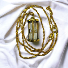 Load image into Gallery viewer, 14k Gold Diamond Hourglass Necklace 18" Sands of Time Vintage Diamond Dust 3.15g