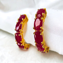Load image into Gallery viewer, Natural Ruby Earrings 14k Gold 2.5 Carat T.W. J Hook Half Hoops Christmas Gift