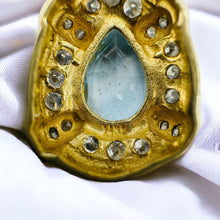 Load image into Gallery viewer, 14k Gold Natural Aquamarine Diamond Necklace 20" Vintage 2CT Pear Cut 3.4g