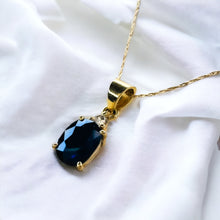 Load image into Gallery viewer, 14k Yellow Gold 1 cttw Natural Blue Sapphire Diamond Necklace 21" 585 Gold 1.6g