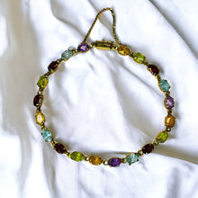 Load image into Gallery viewer, 10k Yellow Gold Multi Gemstone Rainbow Colors Eternity Tennis Bracelet 7.5" 5.3g