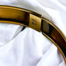 Load image into Gallery viewer, 10k Yellow Gold Bangle 7.3mm Bracelet 7" Bypass Flex Bangle 5g Christmas Gift