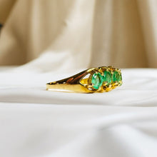 Load image into Gallery viewer, 14k Gold Natural Emerald Ring Size 9 Eternity Ring 3/4CTTW Colombian Emerald Ring 585 Gold Anniversary Gift 2.3g