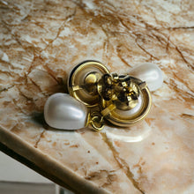 Load image into Gallery viewer, Authentic Solid 14k Yellow Gold Button Pearl & Drop Pearl Dangle Earrings 3.2g