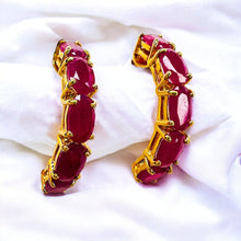 Load image into Gallery viewer, Natural Ruby Earrings 14k Gold 2.5 Carat T.W. J Hook Half Hoops Christmas Gift