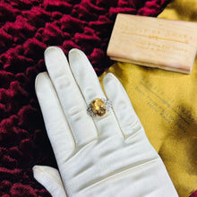 Load image into Gallery viewer, Large 10K Yellow Gold Citrine Ring Size 5 Citrine & Diamond Floral Ring 5 CTTW