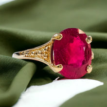 Load image into Gallery viewer, 10k Yellow Gold 2&1/2 CTTW Ruby Ring Size 8.75 Natural Ruby Solitaire Ring 2.4g
