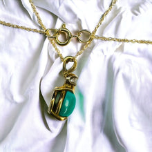 Load image into Gallery viewer, 14k Gold Natural Turquoise & Diamond Necklace 18" Pear Cut Cabochon Solitaire 1g