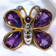 Load image into Gallery viewer, 10k Yellow Gold 1.25ct Natural Amethyst Butterfly Ring Size 7 Amethyst Ring 2.2g