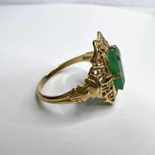 Load image into Gallery viewer, 10k Yellow Gold Antique Emerald Ring Size 5 Natural Emerald 1.5CTTW Vintage Ring