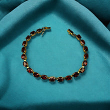 Load image into Gallery viewer, 10k Gold Garnet Tennis Bracelet 7.5" 12 Carat T.W. Natural Oval Red Garnet 4.8g