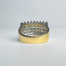 Load image into Gallery viewer, 14k GOLD 5 ROW 2ct Natural 45 DIAMONDS SOLID YELLOW GOLD RING Pyramid Ring 7g