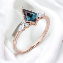 Load image into Gallery viewer, Alexandrite Kite Diamond Ring Solid 10K Rose Gold 1.25 Carat T.W. Size 7.75 Brilliant Cut Green Purple Alexandrite Diamond Engagement Ring Wedding Ring Christmas Gift LP