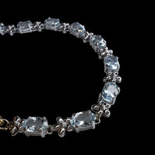 Load image into Gallery viewer, 10k White Gold 5 CT T.W. Aquamarine Tennis Bracelet 7.15" Flower Bracelet 5.7g