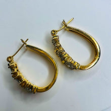 Load image into Gallery viewer, REAL 14k YELLOW GOLD 1.2CTTW 22mm Channel Set NATURAL DIAMOND Hoop Earrings 4.5g