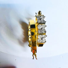 Load image into Gallery viewer, REAL 14k YELLOW GOLD 1.2CTTW 22mm Channel Set NATURAL DIAMOND Hoop Earrings 4.5g