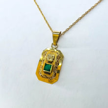 Load image into Gallery viewer, 18k Yellow Gold Pre Columbian Tumi Natural Emerald Necklace 18" 3.3g 14k Chain