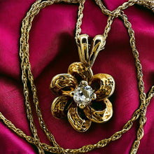 Load image into Gallery viewer, Antique 14k Gold .10 Carat Old Mine Cut Diamond Necklace 18" Victorian Love Knot