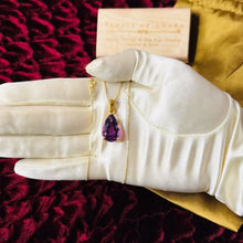 Load image into Gallery viewer, 14k Gold Amethyst Necklace 18" Large 9 CT Pear Cut Purple Amethyst Pendant 5.7g