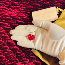 Load image into Gallery viewer, 10k Yellow Gold Ruby Diamond Necklace 18"Heart Briolette Red Ruby BIG 19mm 6.6g