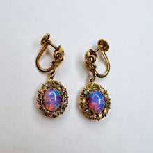 Load image into Gallery viewer, Antique 10k Gold Pink Opal Earrings Victorian Screwback Dangle Claw Prong 2.8g