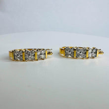 Load image into Gallery viewer, REAL 14k YELLOW GOLD 1.2CTTW 22mm Channel Set NATURAL DIAMOND Hoop Earrings 4.5g