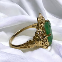 Load image into Gallery viewer, 10k Yellow Gold Antique Emerald Ring Size 5 Natural Emerald 1.5CTTW Vintage Ring
